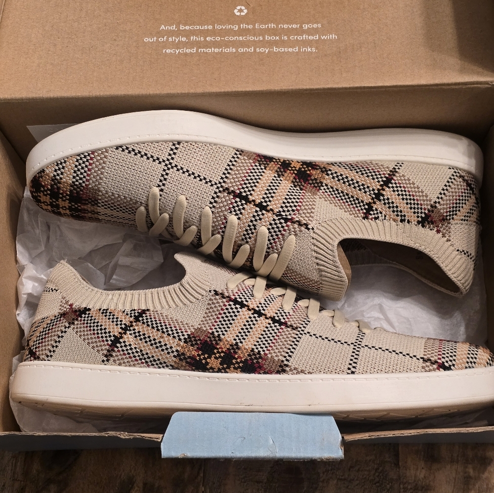 LifeStride Esme 2 Tan Multi Plaid Slip-on Knit Sneakers Size 9 - Picture 3 of 8
